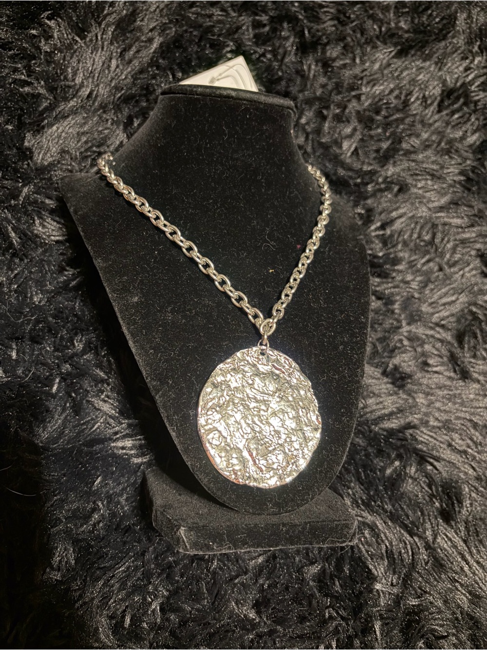 12th Tribe Silver Textured Disc Pendant Necklace - Women Jewelry